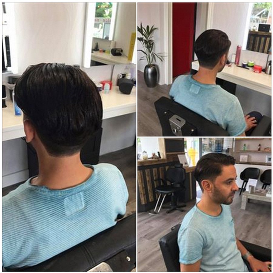 Resultaat van een herenkapsel van voor en achter gezien
